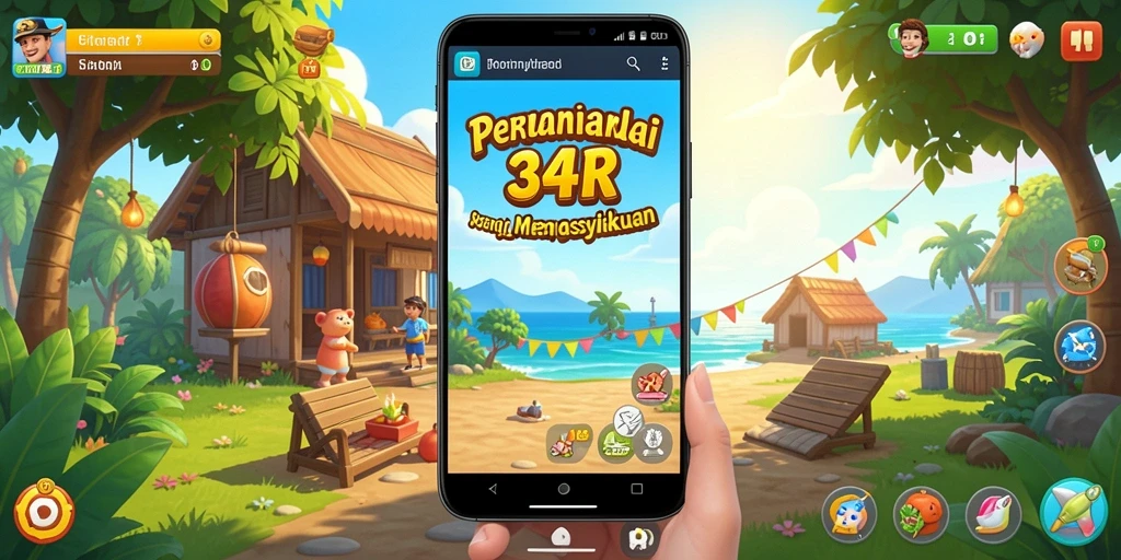 Tampilan gameplay 34R yang ceria dan menghibur.