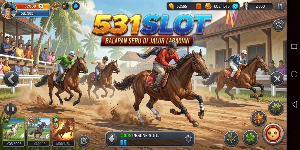 Tangkapan layar gameplay Racing dalam 531SLOT menampilkan balapan yang mendebarkan.