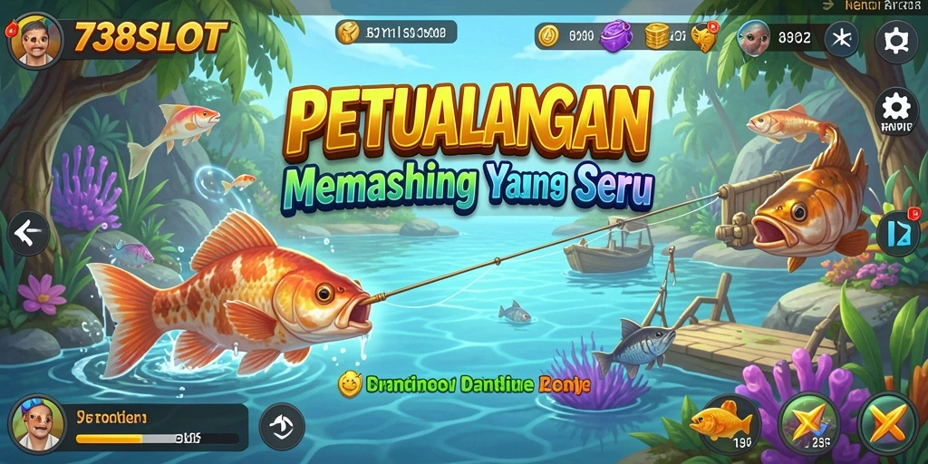 Tampilan gameplay 738SLOT yang menampilkan aksi memancing seru.