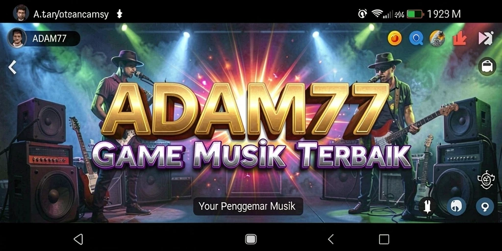 Screenshot utama ADAM77 menampilkan gameplay seru di dunia musik.