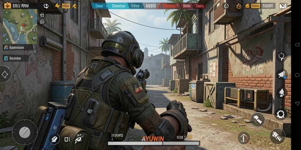 Gameplay AYUWIN yang intens dan mendebarkan saat pertempuran.