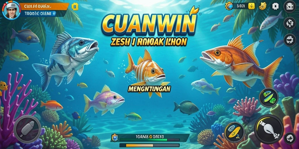 Gameplay seru CUANWIN menembak ikan dengan efek visual menarik.