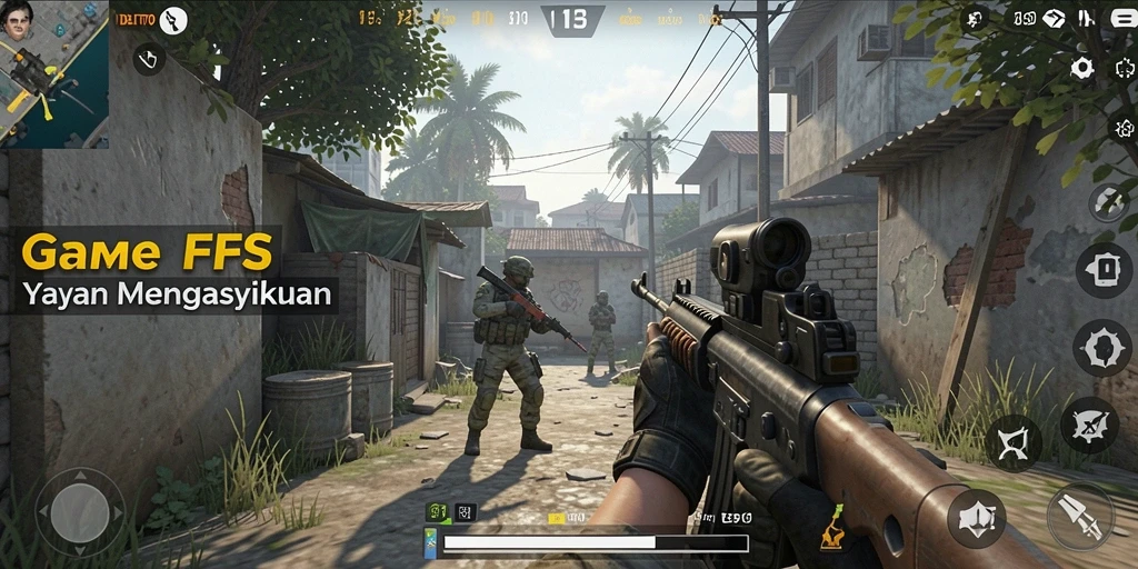 Screenshot utama DBLTOTO yang menampilkan gameplay FPS yang mendebarkan.