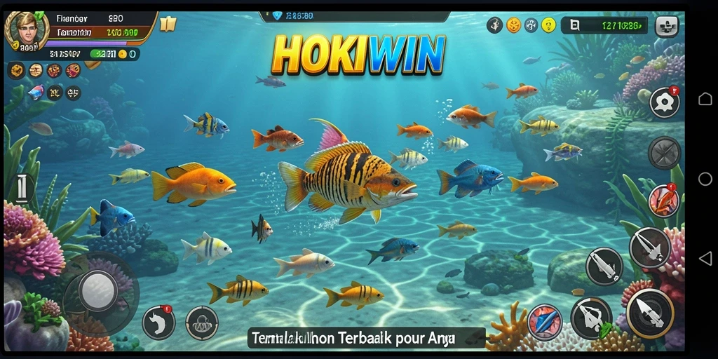 Tampilan gameplay HOKIWIN yang seru dan menyenangkan dalam menembak ikan.