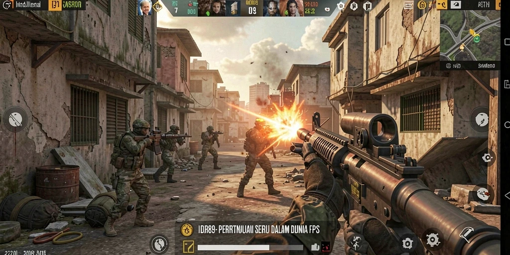 Screenshot gameplay IDR89 menampilkan pertarungan seru antar pemain di medan perang.