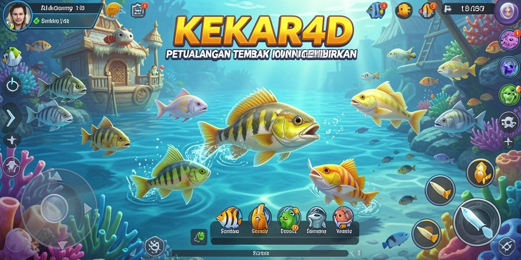 Tampilan gameplay seru dalam KEKAR4D saat membidik ikan besar.