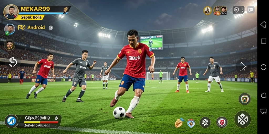 Tampilan gameplay seru sepak bola yang mendebarkan.