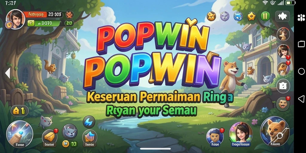 Screenshot utama game POPWIN menampilkan gameplay seru dan interaktif.