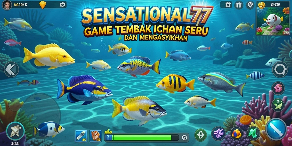 Tangkapan layar SENSATIONAL77 menampilkan aksi seru berburu ikan.