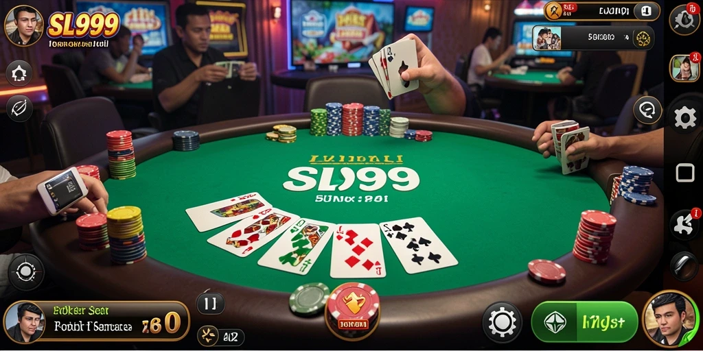 Tampilan gameplay Poker yang seru dan menegangkan di SL999.
