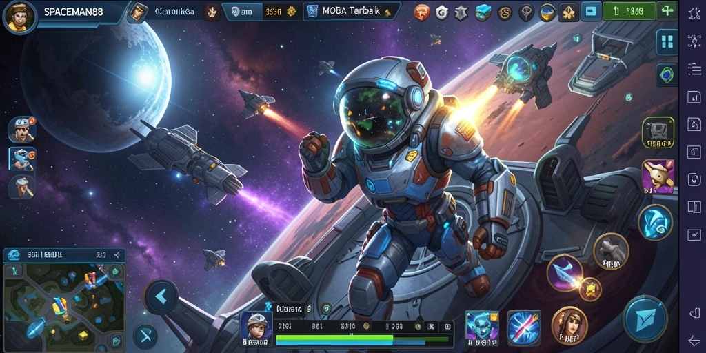 Screenshot menunjukkan aksi mendebarkan dalam SPACEMAN88 saat pertempuran berlangsung.