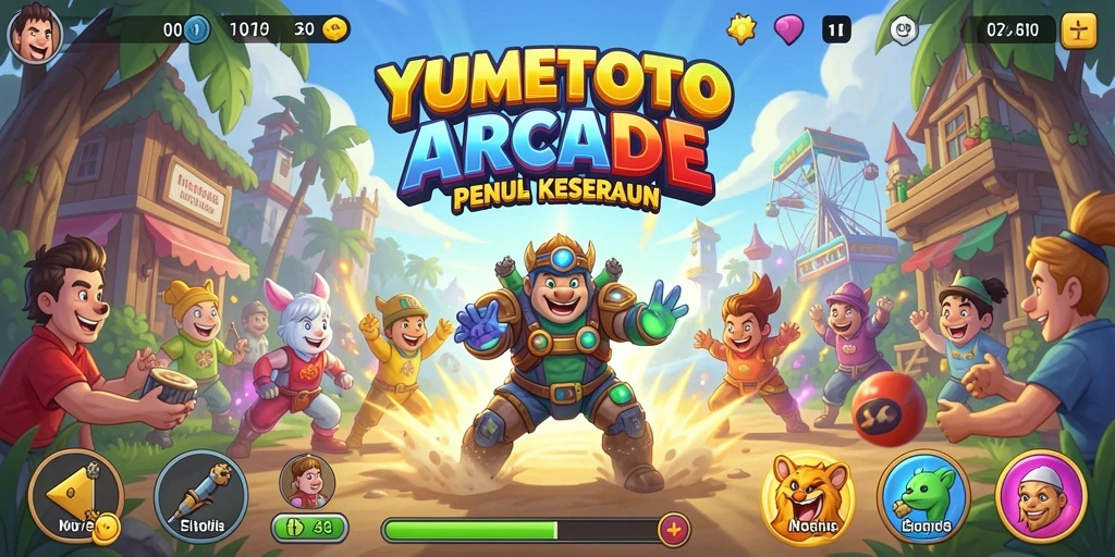 Tampilan gameplay YUMETOTO yang penuh warna dan dinamis.