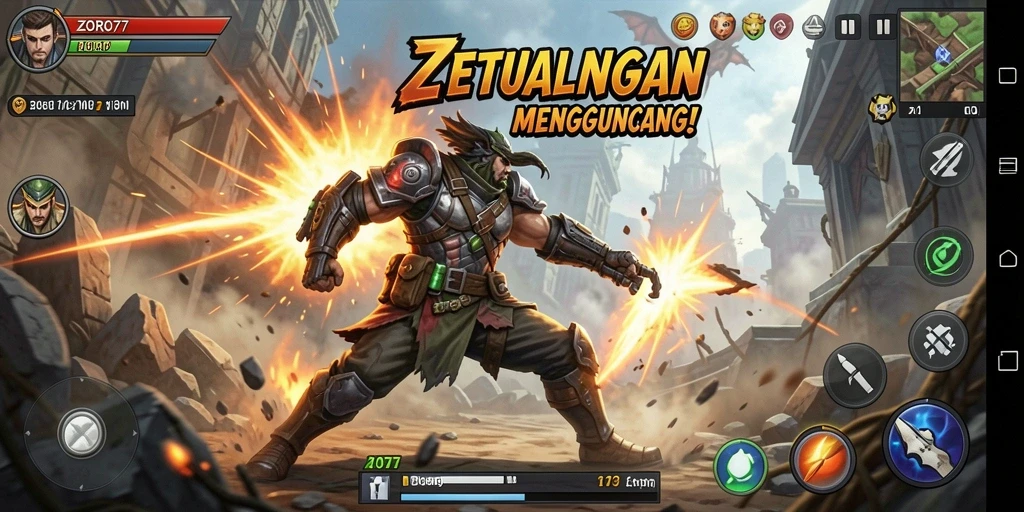 Tampilan gameplay seru di ZORO77 dengan aksi mendebarkan.